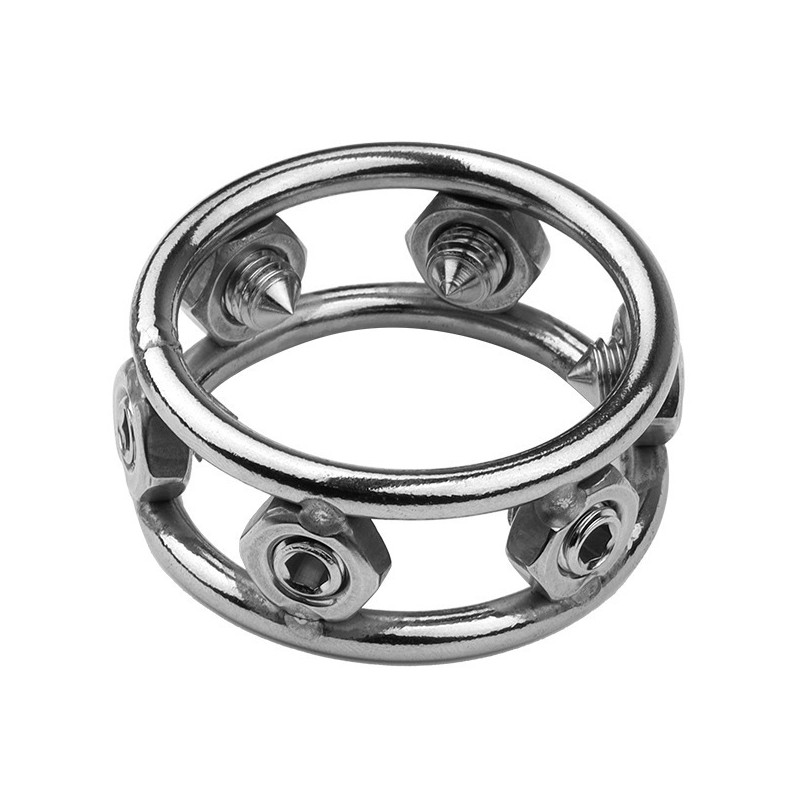 MenSteel Cockring en métal avec Pics Spikes Steel